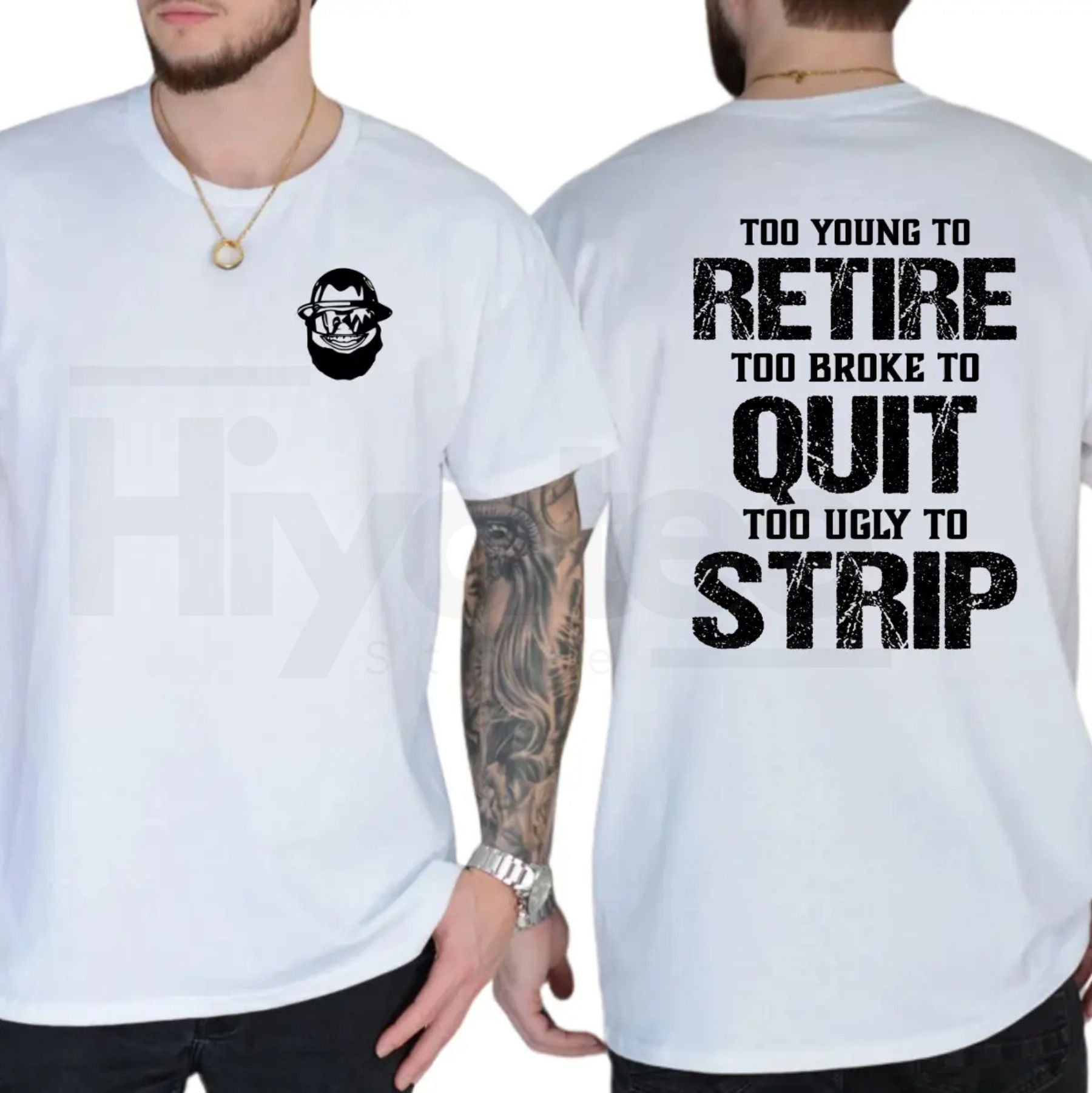 "Too Young To Retire" Funny Blue Collar T-Shirt – Ironic Humor Graphic Tee